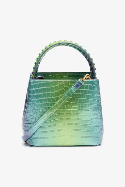 Roberto Cavalli Roar Bag With Crocodile Print In Light Blue