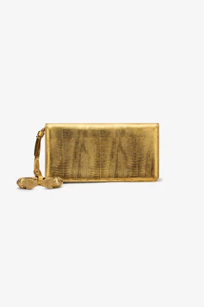 Roberto Cavalli Roar Pochette Bag Gold Leather