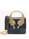 Roberto Cavalli Roar Crocodile-print Mini Bag In Blau