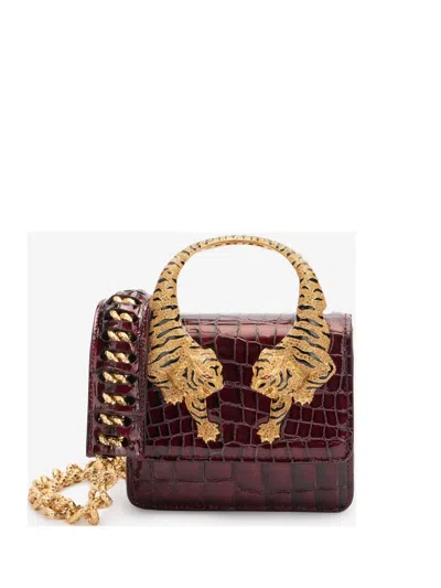 Roberto Cavalli Roar Crocodile-print Mini Bag In Rot