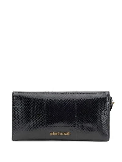 Roberto Cavalli Roar Leather Clutch Bag In Black