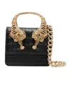 Roberto Cavalli Crocodile Texture Shoulder Bag With Chain Strap In Black