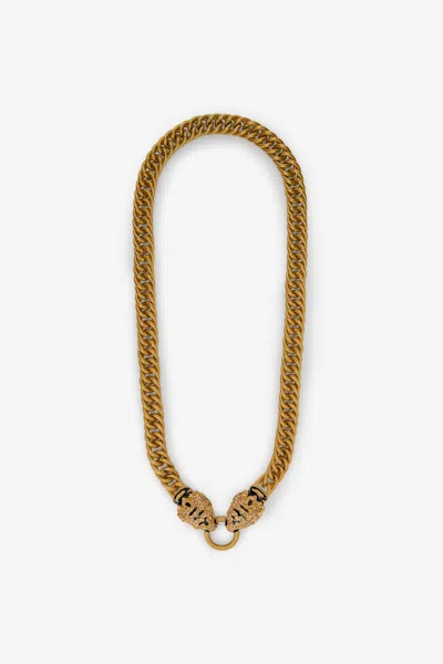 Roberto Cavalli Roar Tiger-head Chain Necklace In Gold