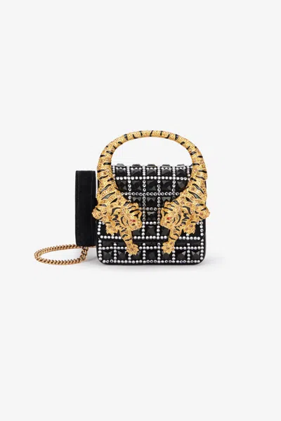 Roberto Cavalli Roar Phone Case With Bejeweled Tigers In Black