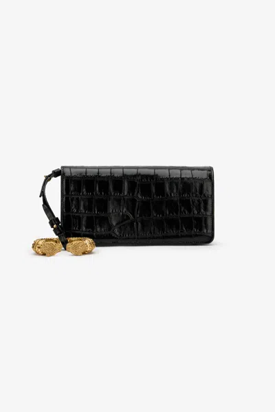 Roberto Cavalli Roar Pochette Bag Black Leather
