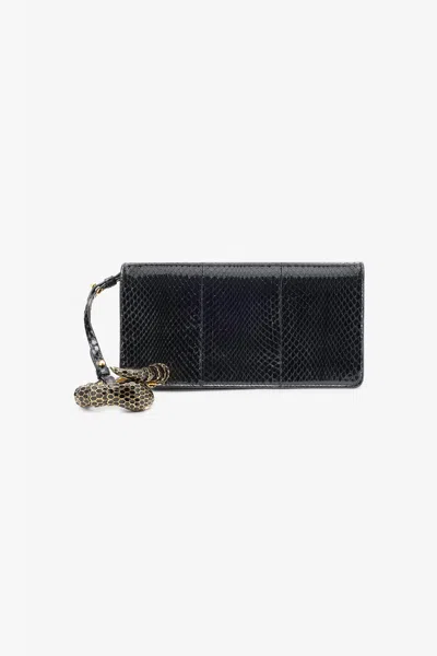 Roberto Cavalli Roar Pochette Bag Black Leather