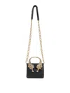 Roberto Cavalli Crocodile-embossed Leather Handbag With Tiger Handle In Black