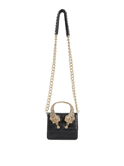 Roberto Cavalli Roar Small Flap Shoulder Bag In Black