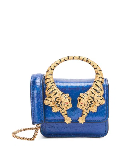 Roberto Cavalli Roar Tiger-handle Shoulder Bag In Blue
