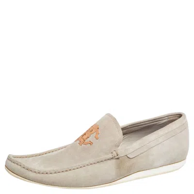Roberto Cavalli Robert Cavalli Grey Suede Logo Loafers In Neutral