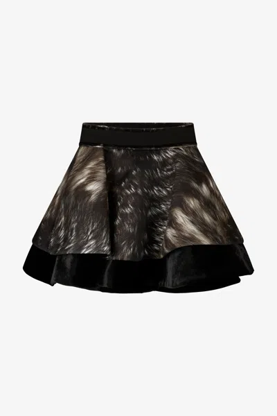 Roberto Cavalli Rock Aus Scuba-jersey Mit Fur-print In Black