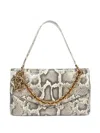 Roberto Cavalli Rock Python Print Chain Shoulder Bag In Gray