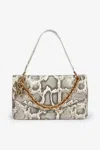 Roberto Cavalli Rock Python Print Chain Shoulder Bag In Brown