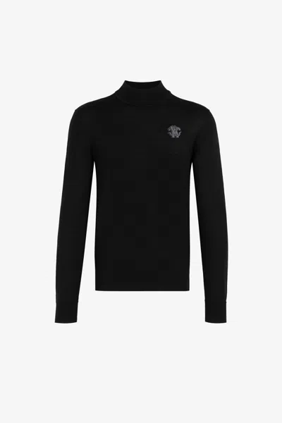 Roberto Cavalli Rc Monogram Wool Sweater In Black