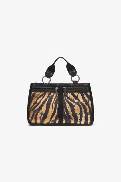Roberto Cavalli Roma Bag In Light Brown/black