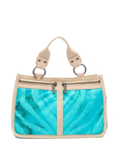 Roberto Cavalli Roma Watercolour-print Tote Bag In Blue