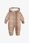 Roberto Cavalli Romper, Gloves And Booties Set In Jaguar Skin In Brown