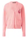 Roberto Cavalli Cardigan With Mirror Snake Monogram In Pink