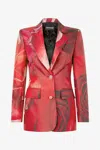 Roberto Cavalli Rose Print Blazer In Rosso