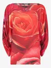 Roberto Cavalli Rose-print Blouse In Red