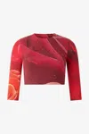Roberto Cavalli Rose-print Crop Top In Rosso
