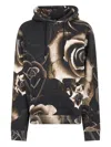 Roberto Cavalli Rose-print Hooded Sweatshirt In Black