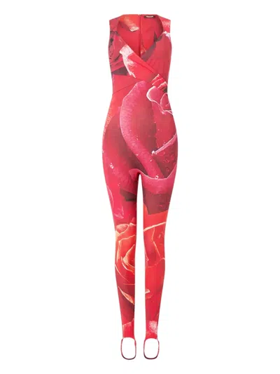 ROBERTO CAVALLI ROSE-PRINT JUMPSUIT