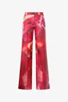 Roberto Cavalli Rose-print Pants In Rosso
