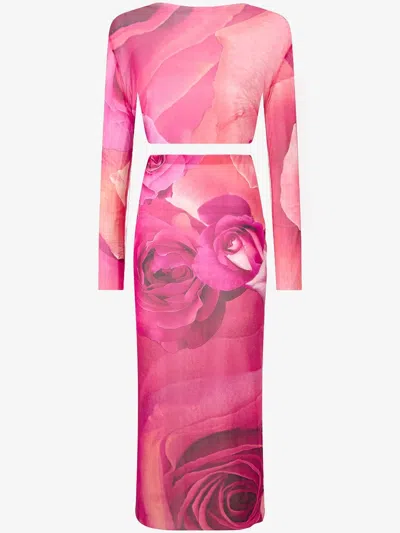 ROBERTO CAVALLI ROSE-PRINT SKIRT