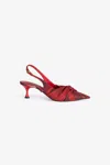 Roberto Cavalli Twist-detail Slingback Pumps In St.rose/rosso
