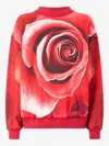 Roberto Cavalli Sweatshirt With Maxi-rose Print In Red