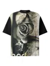 Roberto Cavalli Rose-print T-shirt In Black