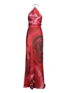 Roberto Cavalli Garden Rose-print Maxi Dress In Red