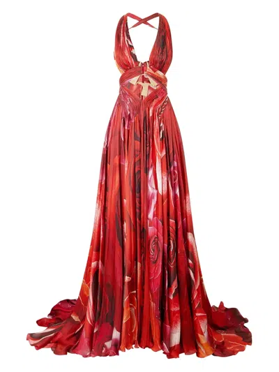 ROBERTO CAVALLI ROSES-PRINTED DRESS
