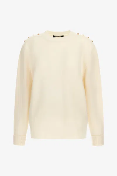 Roberto Cavalli Round Neck Sweater In Ivory