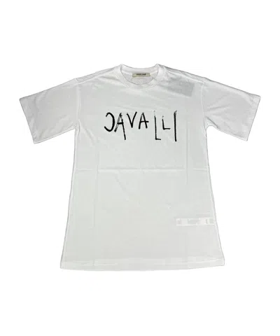 Roberto Cavalli Round-necked Logo T-shirt In White