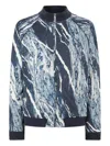 Roberto Cavalli Zip Sweatshirt With Rubane Print In Blue