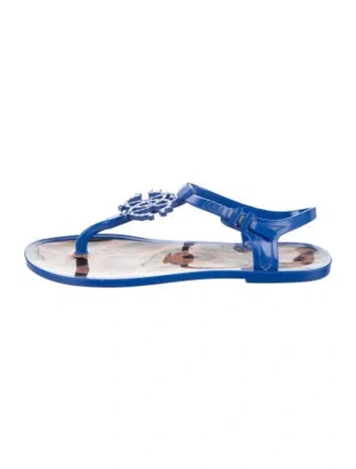 Pre-owned Roberto Cavalli Rubber Animal Print Sandals In Blue