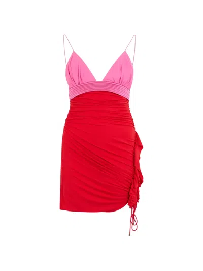 Roberto Cavalli Ruched Detail Dress In Red
