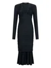 Roberto Cavalli Ruched-detail Midi Dress In Black