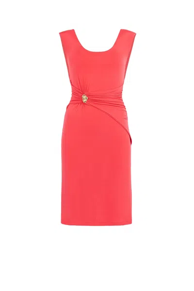Roberto Cavalli Ruched Dress In Red