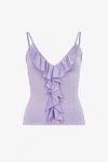 Roberto Cavalli Ruffle-detailed Vest Top In Purple