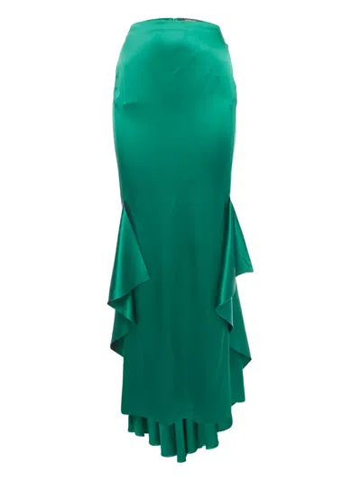 Pre-owned Roberto Cavalli Ruffle High-low Skirt In Green