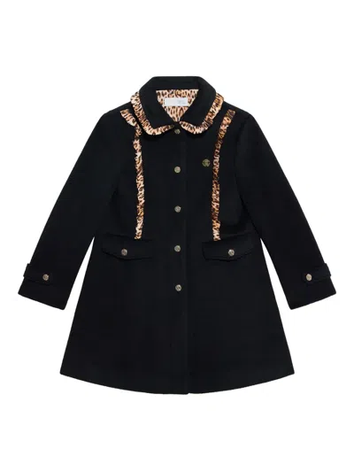 Roberto Cavalli Kids' Ruffle-trimmed Coat In Black