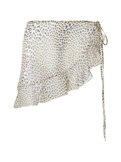 Roberto Cavalli Ruffled Animal-print Skirt In Neutral