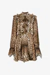 Roberto Cavalli Ruffled-detail Leopard-print Dress In Light Brown