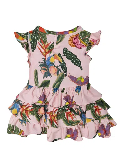 Roberto Cavalli Kids' Ruffled Dress With Print In Pink