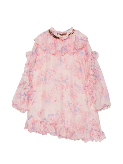 Roberto Cavalli Kids' Ruffled Floral-print Dress In Pink