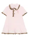 Roberto Cavalli Ruffled Jaguar-print Trim Dress In Pink