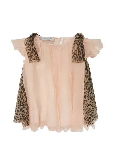 Roberto Cavalli Babies' Ruffled Leopard-print Dress In Pink